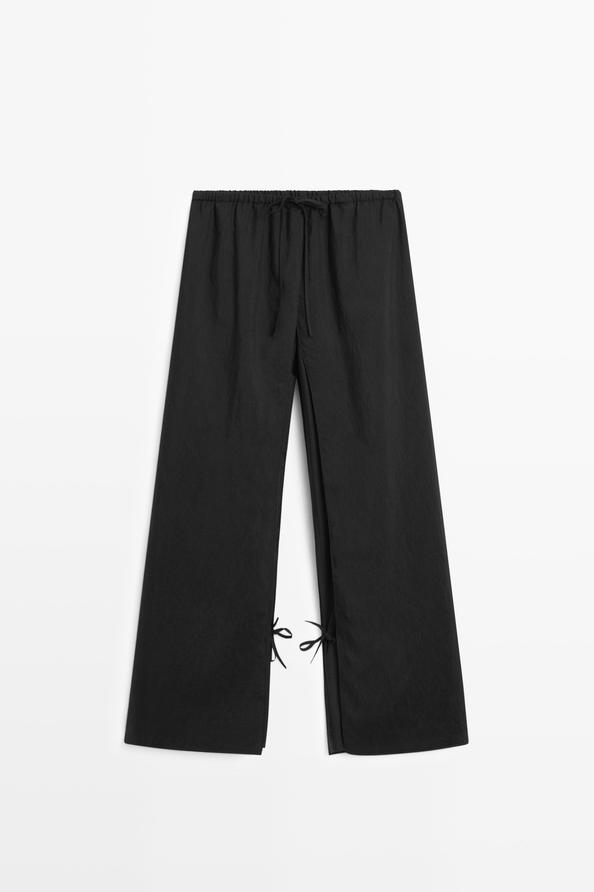 Double-layer pants with tie detail